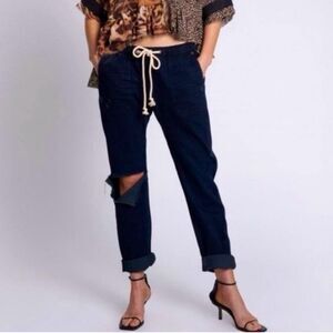 NWT One Teaspoon x Free People Shabbies Drawstring Denim Joggers in Fox Black S
